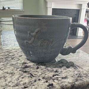 Gray Ceramic Mug with 'Love' Inscription